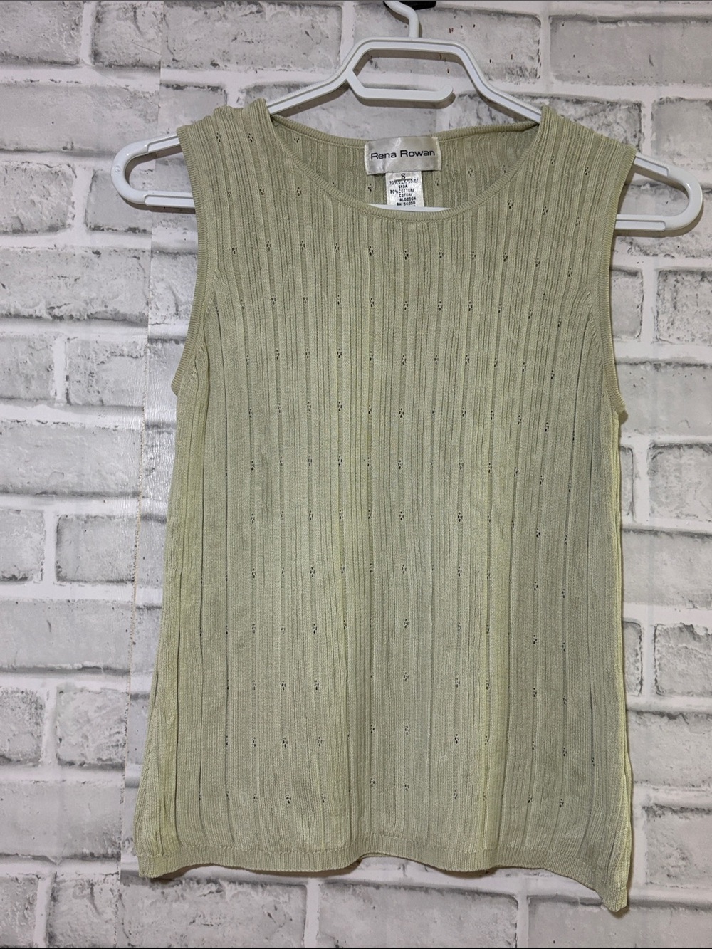 Rena Rowan Sleeveless Ribbed Tank - Pale Green, small